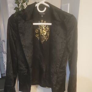 Bebe Elegant Black Blazer with Gold Accents